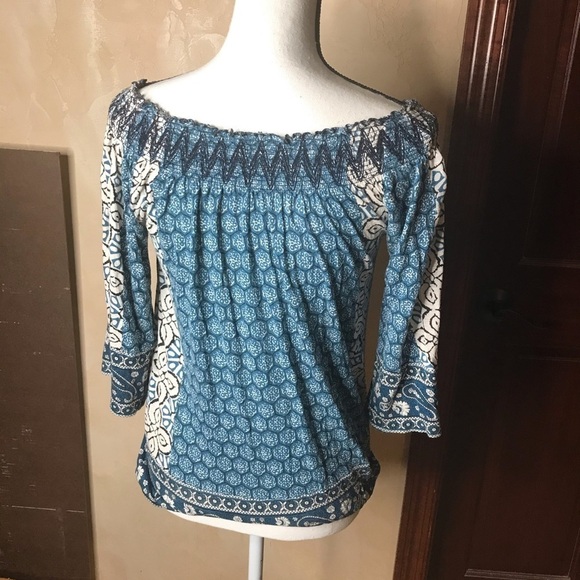 Lucky Brand Blue Patterned Top - Picture 2 of 5